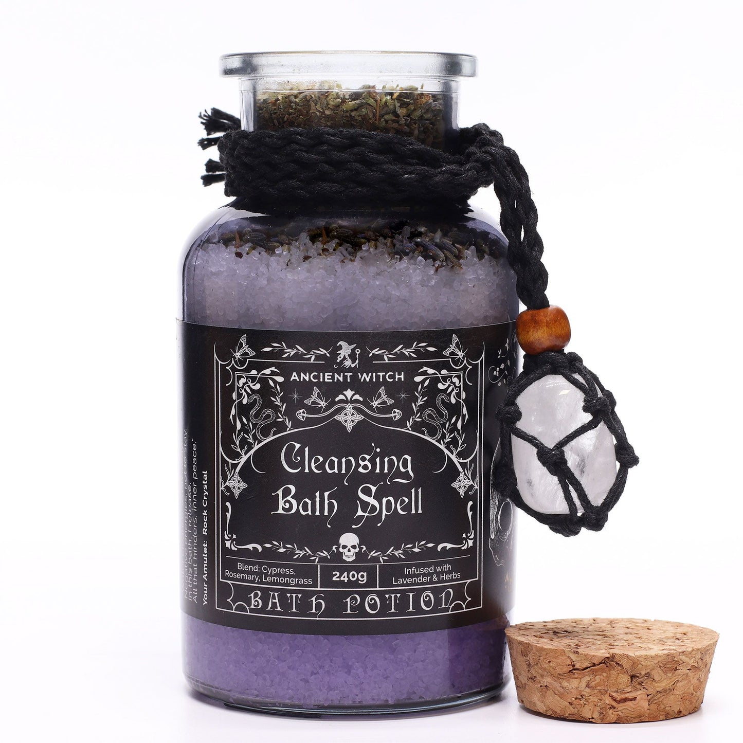 Bath Spell Potion & Rock Crystal Amulet - Cleansing