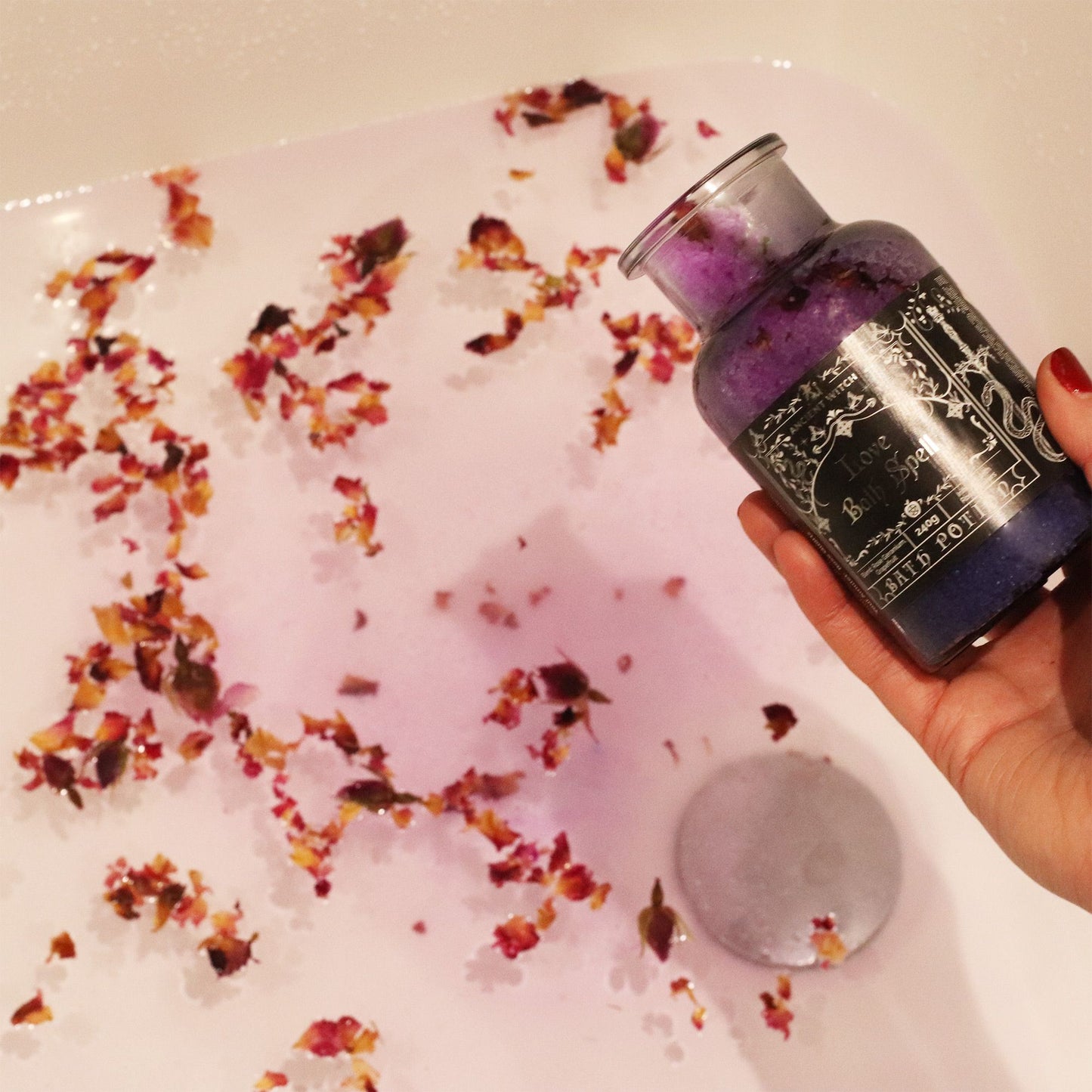 Bath Spell Potion & Rose Quartz Crystal Amulet - Love