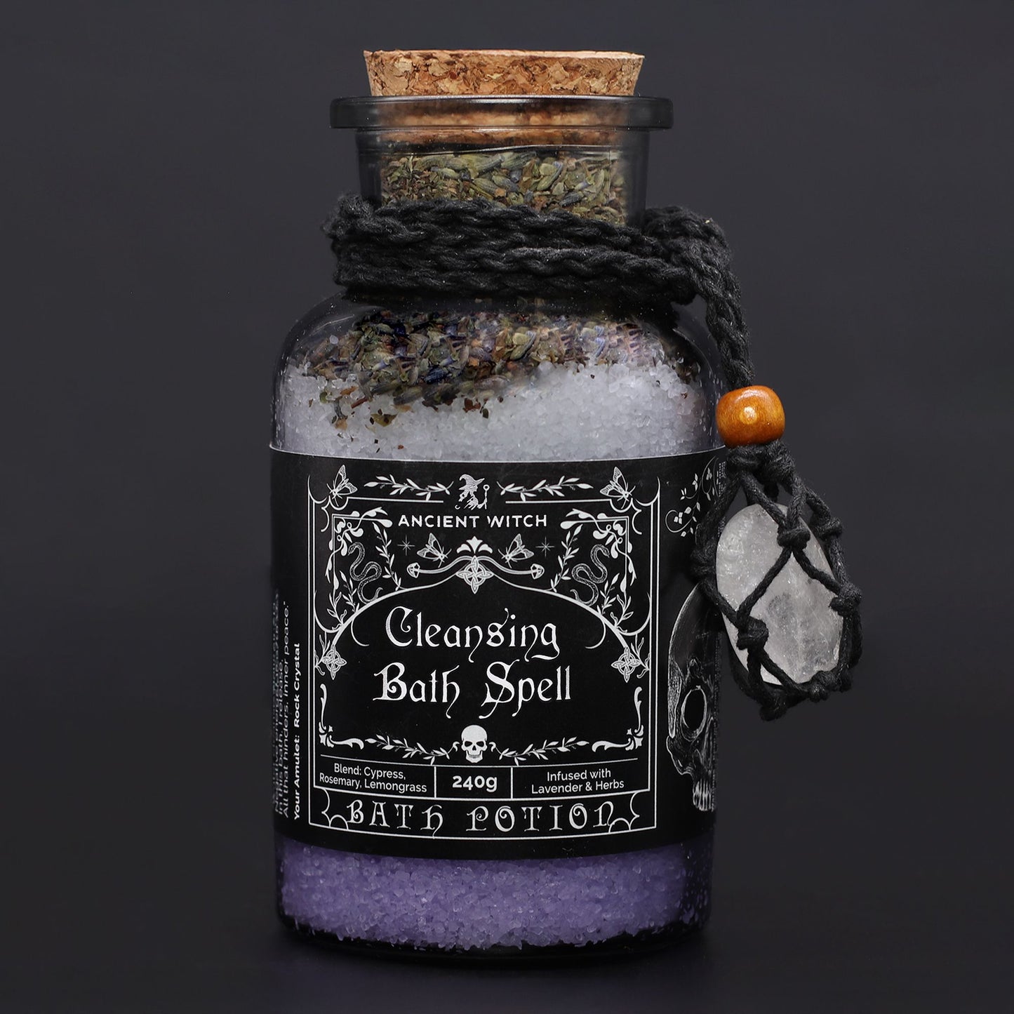 Bath Spell Potion & Rock Crystal Amulet - Cleansing