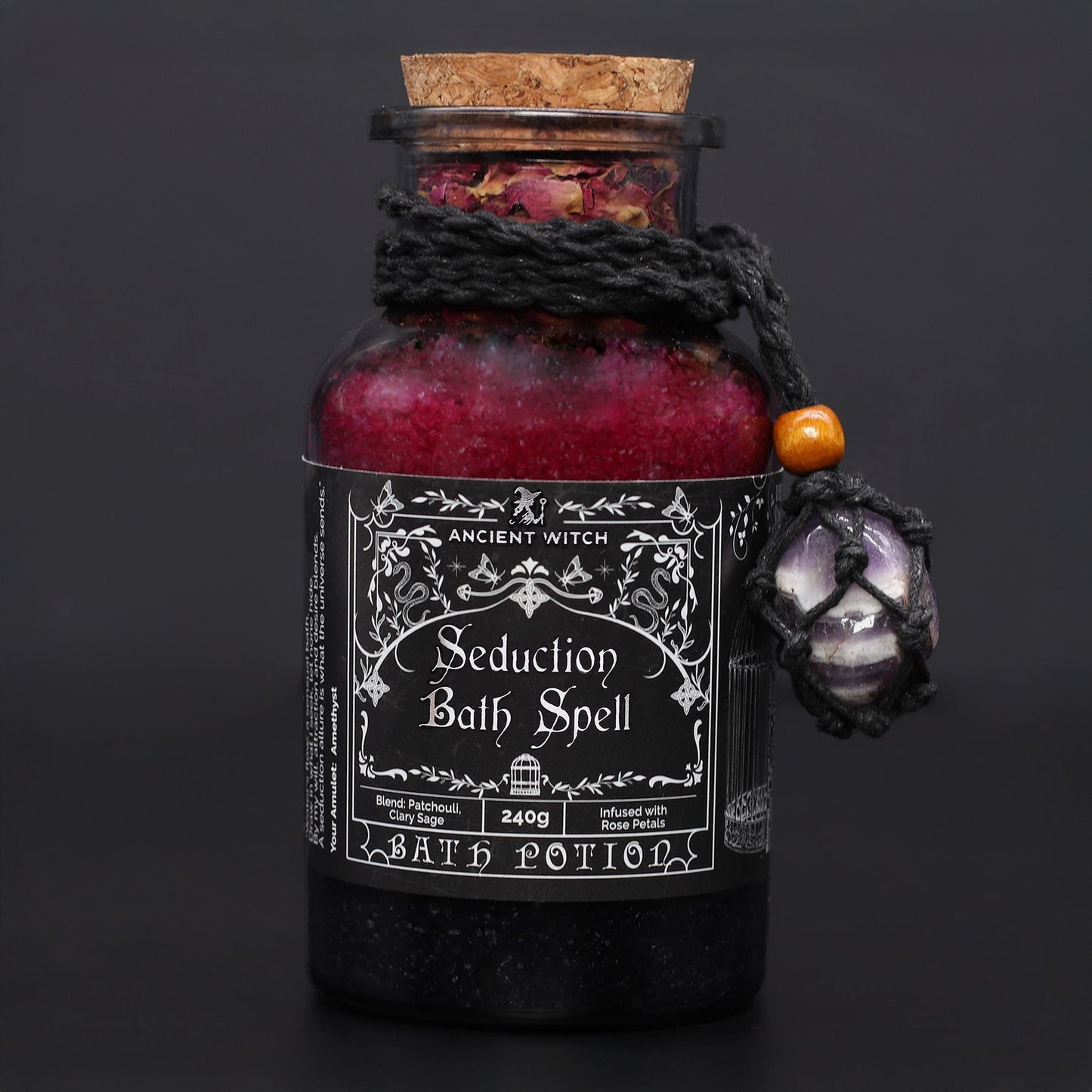 Bath Spell Potion & Amethyst Crystal Amulet - Seduction