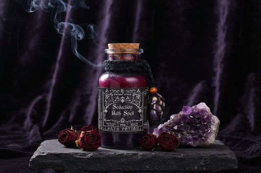 Bath Spell Potion & Amethyst Crystal Amulet - Seduction