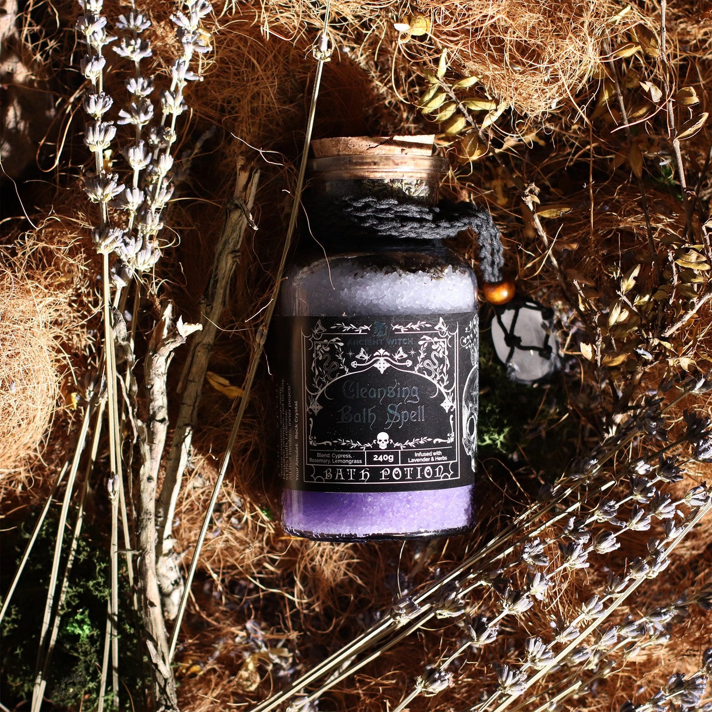 Bath Spell Potion & Rock Crystal Amulet - Cleansing
